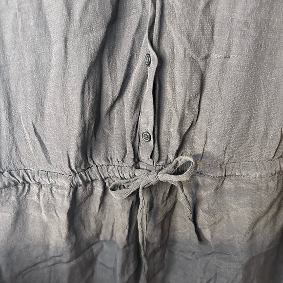 Loft Gray Rayon Romper, L, Long Sleeve, Lace Details, Button Front, Cinch Waist - Picture 3 of 8